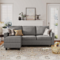 Amazon.com: HONBAY Convertible Sectional Sofa, Convertible L Shaped Couch with Reversible Chaise, Sectional Couch for Small Space Apartment, Grey : Home & Kitchen