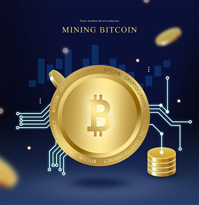 科技感未来货币比特币网络虚拟经济海报