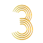 金色线条浮雕数字3