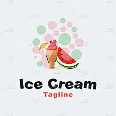 watermelon ice cream logo design