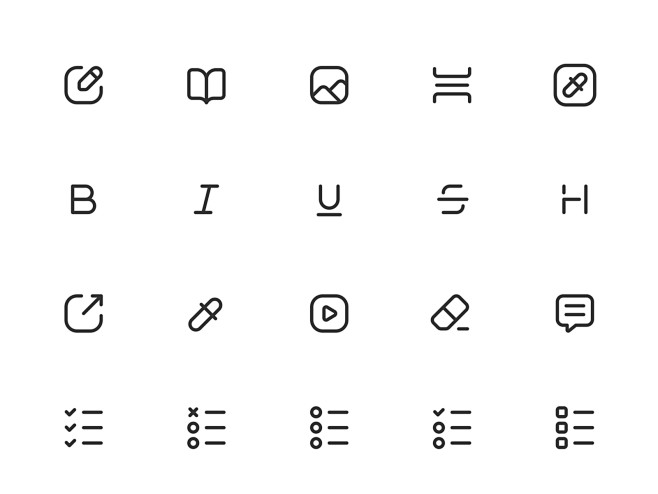Myicons — 类型、段落、字符、文本编辑器图标包基本图标图标设计图标包图标图标设计图标包界面图标线图标素描草图 ui ui