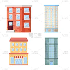 建筑业,外立面,图标集,商务,砖,现代,窗户,屋顶,警官,设计