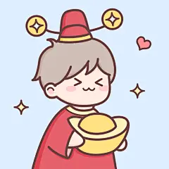 迎财神可爱插画人像情侣微信头像