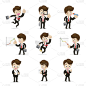 Set of 9 business in different action vector插图ep