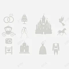 扁平化婚礼元素矢量图 平面电商 创意素材
