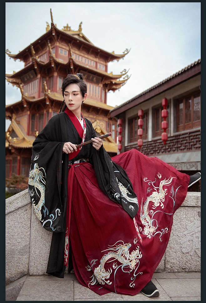 如梦霓裳十二周年辰龙生肖汉服女情侣 重工刺绣大袖衫 龙纹单件夏-tmall.com天猫-花瓣网