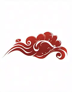 红色古风祥云装饰元素