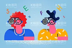 背英语  - 源文件下载【酷图网】现代,适量人物,h5,流行,潮流,创意,简约,扁平,青年,商务,互联网,场景交流,电子商务图标,商业人物,扁平插画,二维插画,扁平插画类,立体构图,扁平风,户外,科技插画,插图设计,社交,通讯,交友,平台,人物,手绘,插画,动漫动画,动漫人物,背英语,背课文,眼镜,