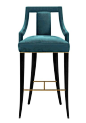 Brabbu - Eanda Bar Stool A perfectly formed silhouette, complete with elegant lines and precision piping, nods to an old-school glamour aesthetic whilst achieving a contemporary appeal. #LuxDeco #Luxury #Colour