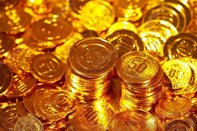金币被堆成一堆的背景黄金储备成功和财富