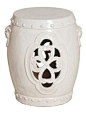 White Pierced Clover Ceramic Asian Garden Stool <a class="pintag searchlink" data-query="%23kathykuohome" data-type="hashtag" href="/search/?q=%23kathykuohome&rs=hashtag" rel="nofollow" title="