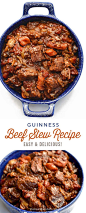 This Guinness Beef Stew Recipe makes a hearty meal that is the perfect comfort food for a cold night. | shewearsmanyhats.com: 