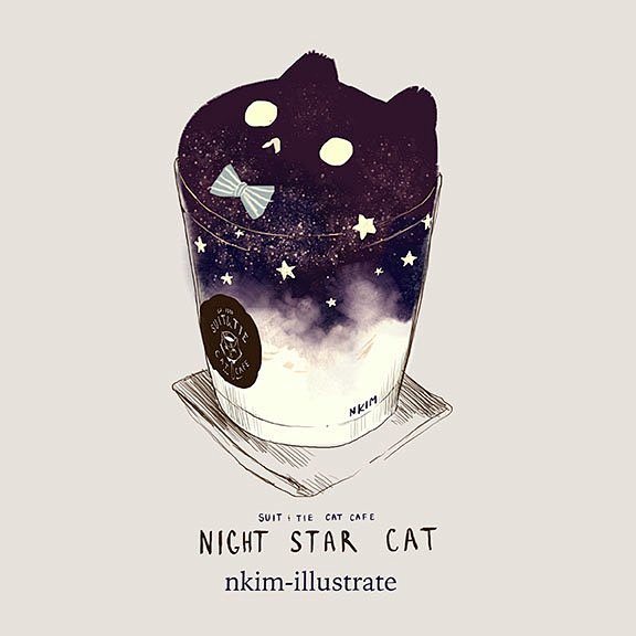 星空冰淇凌 手绘美食 壁纸 插画 唯美 ...
