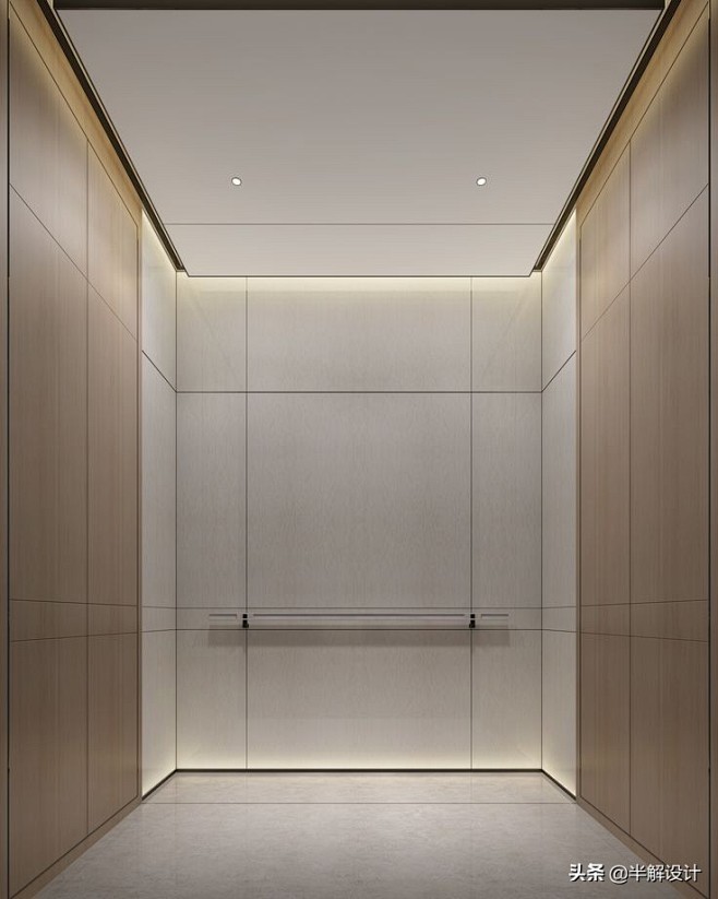 简洁、硬朗的办公场所电梯轿厢