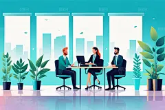 公司企业办公室场景插画