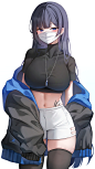 Anime 2250x4000 anime anime girls digital digital art 2D petite looking at viewer vertical vertical display portrait display portrait belly belly button shorts short shorts blushing