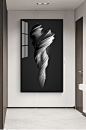 黑白抽象岩石丝绸装饰画-众图网