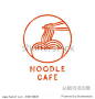Noodle cafe logotype. Vector hand drawn sign. 