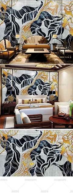 欧式抽象树叶背景墙