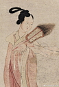 #明四家#【 明 文徵明 《湘君湘夫人图》 】立轴，纸本，淡设色，100.8×35.6cm，北京故宫博物院藏。 该图是文征明早期仅存的人物画名作。此图根据屈原《九歌》中“湘君”、“湘夫人”两章而作。画面上湘君、湘夫人一前一后，前者手持羽扇，侧身后顾，似与后者对答，神情生动。
       人物造型来自晋顾 ​​​​...展开全文c