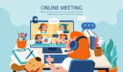 新冠疫情防控远程办公插画10款合集插图5