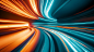 green blue glowing neon moving high speed waveline abtract wallpaper background, blue and orange color, High-resolution photography, Octane render, and studio lighting,