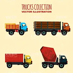 运输卡车插画  - 源文件下载【酷图网】卡车,卡通卡车,卡车插画,运输车,运输木材,运木车,手绘卡车,可爱卡车,工程车,卡通工程车,