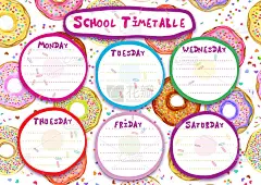 模板课程表，美味甜甜圈设计。