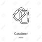 carabiner icon vector from arctic collection. Thin line carabiner outline icon vector illustration. Linear symbol for use on web and mobile apps, logo, print media - 135682000