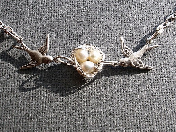 银燕子淡水珍珠鸟巢水珍珠项链