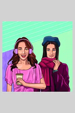 炫酷绿漫威波普风漫画人物矢量插画