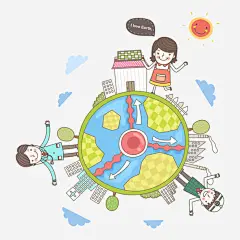 保护地球_新图网 https://ixintu.com 保护地球 绿色能源 环保 能源 绿色 节能 低碳 保护环境 减排 生态 自然 卡通 建筑 白云