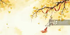 秋天,插画,黄色,风铃,艺术正版图片素材