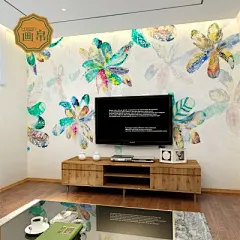 创意时尚电视背景壁纸艺术田园玄关墙纸个性羽毛客厅卧室定制墙布-淘宝网
