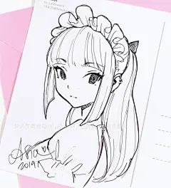 动漫少女黑白线稿素材，34张动漫人物线稿图，初学者临摹必备