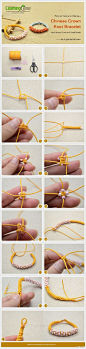 #Chinese Crown Knot Bracelet#编绳串珠，不用编绳器就是这样串哒~@北坤人素材