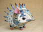 White-blue hedgehog. Soft porcelain. By Anya Stasenko and Slava Leontyev