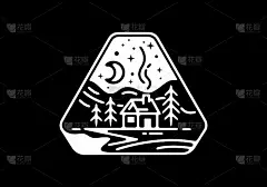 舒适简单的房子线条艺术插画