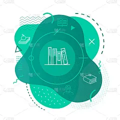 图书馆图标在现代背景