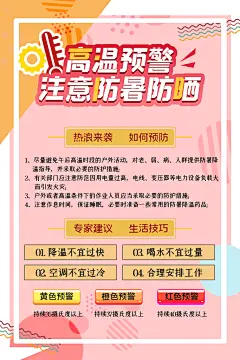 创意大气高温预警海报