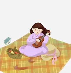 卡通手绘春游野炊女孩插画高清素材 网页 免费下载 页面网页 平面电商 创意素材 png素材