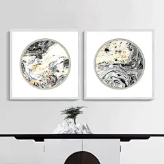 上善若水装饰画客厅中式DIY手绘数字油画沙发背景墙挂画书房壁画-淘宝网