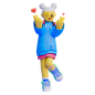 Girl Doing Saranghae Pose  3D Illustration