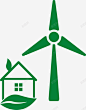 绿色环保房子与风车图图标 绿色矢量图标 节能环保 风车 UI图标 设计图片 免费下载 页面网页 平面电商 创意素材