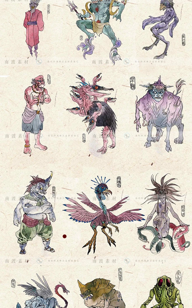中国鬼怪图集百鬼图日系怪物参考临摹游戏原画漫插画设定素材图片-花瓣网