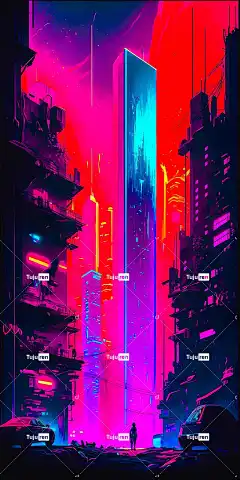 Ai产生的 城市 城市的 背景 艺术 幻想 丰富多彩的 手机壁纸