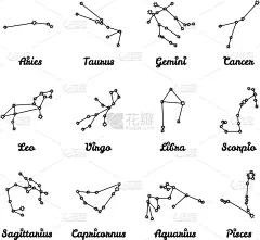星座,数字12,天秤座,水瓶座,狮子,现代,双鱼座,蝎子,天空,布置