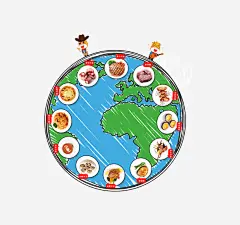 地球食谱高清素材 保护地球 创意食谱 海报banner背景 漫画地球 免抠png 设计图片 免费下载