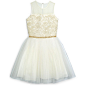 David Charles Sleeveless Corded-Lace & Tulle Dress