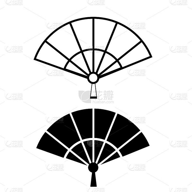 传统手持式扇形平面图标矢量